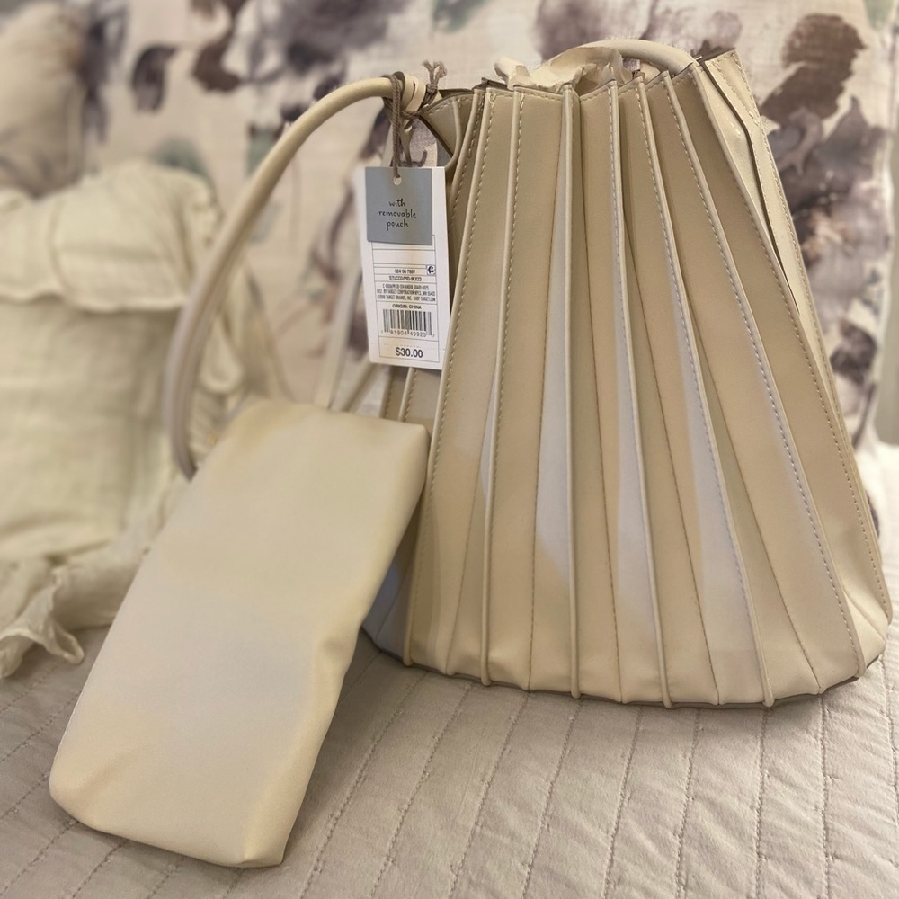 NWT Cream Pleated Purse